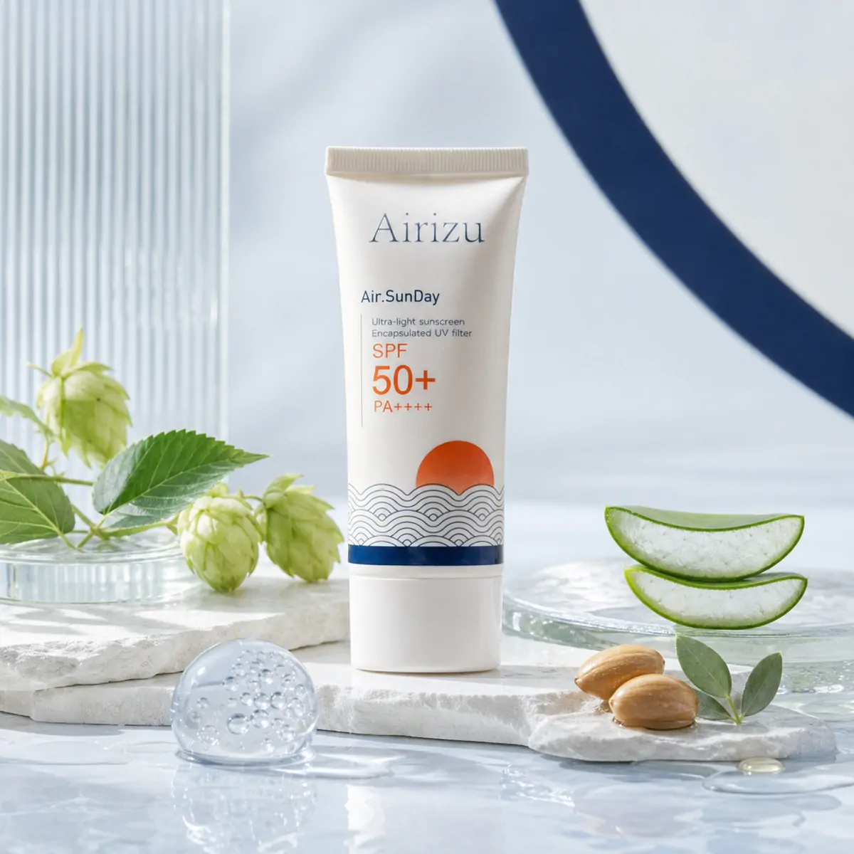 Airizu Air.SunDay Ingredients Airizu Air.SunDay พร้อม Organic Hops Aloe Vera Hyaluronate และ Jojoba Oil