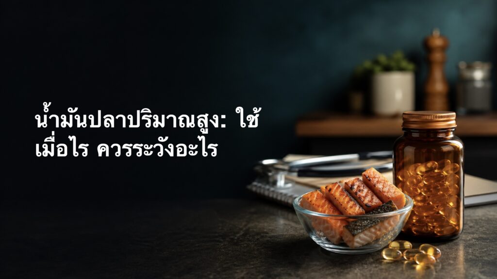 ภาพประกอบน้ำมันปลาปริมาณสูง พร้อมปลาแซลมอนและสมุดบันทึกสุขภาพ