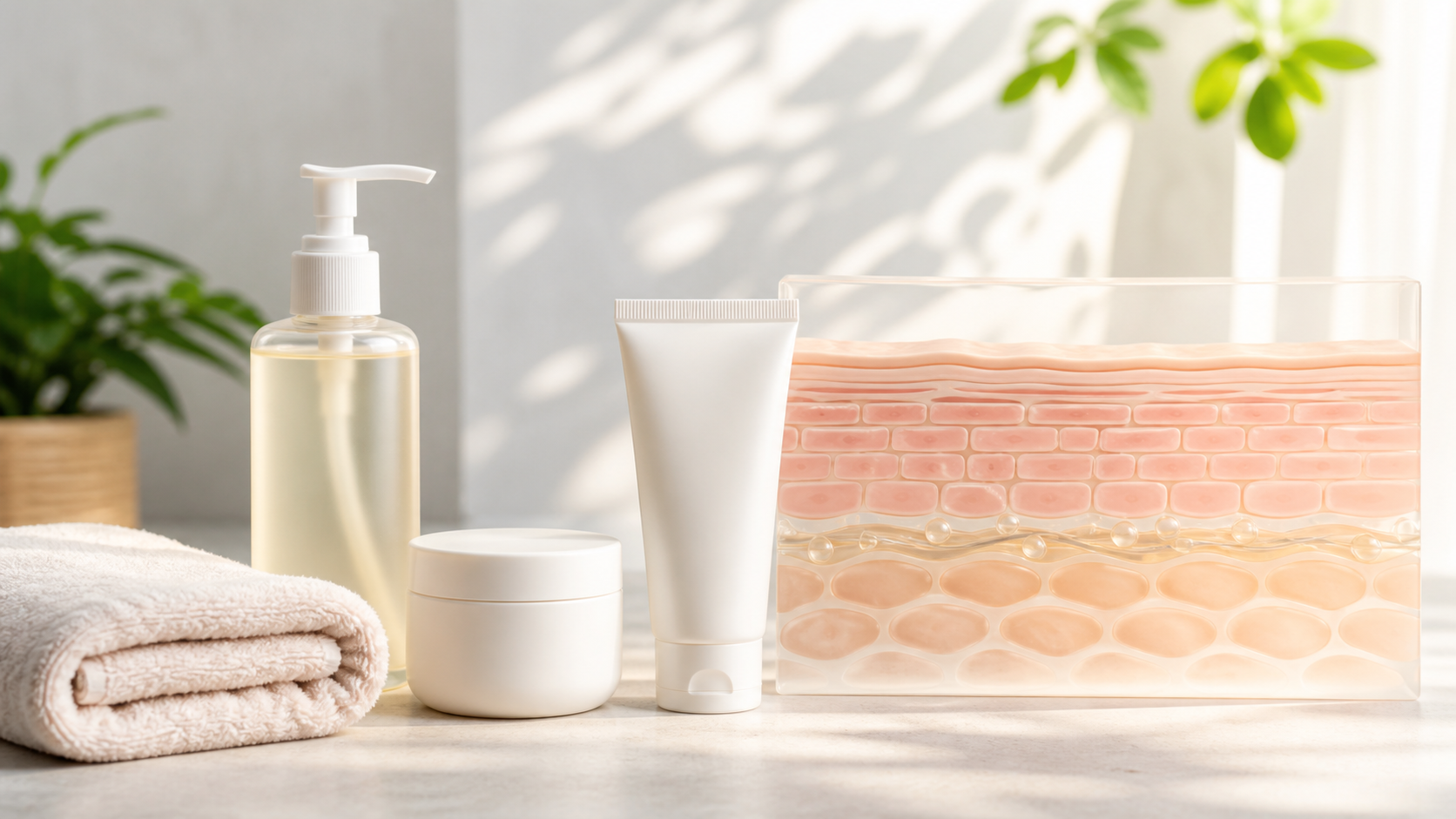 ภาพอธิบายการดูแล Skin Barrier ด้วยการล้างหน้าอย่างอ่อนโยนและเติมความชุ่มชื้น